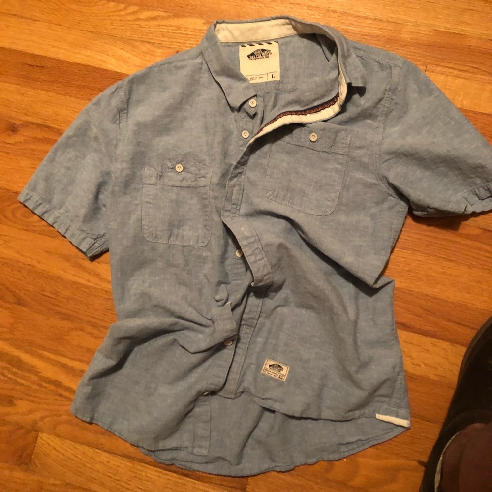 Vans SS Button Shirt • Chambray • Large • COOL 
